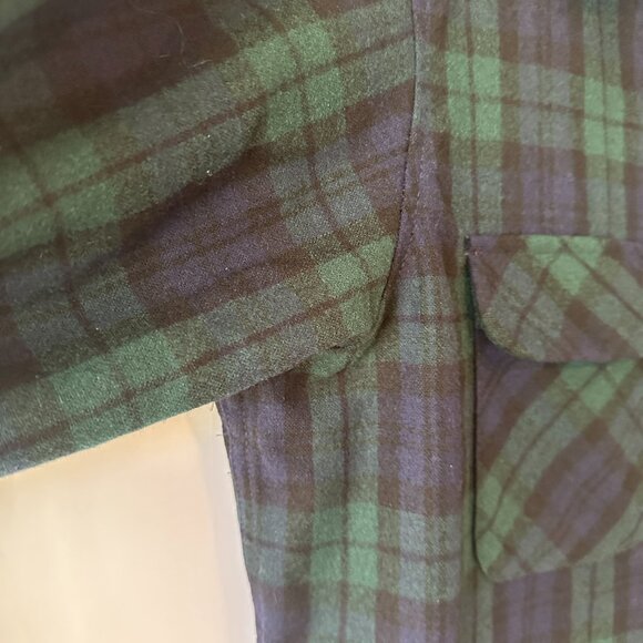 Pendleton Board Shirt Mens XL Green Blue Black Watch Tartan Wool Flannel Outdoor - Picture 3 of 13